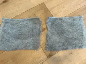 縦割き後の生地の端にハサミを入れ古タオル再利用ウエスを好みのサイズに割く手順