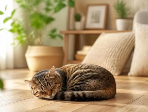 保護猫を迎える準備と譲渡会の流れを解説するやわらかな光の入る部屋でくつろぐ保護猫